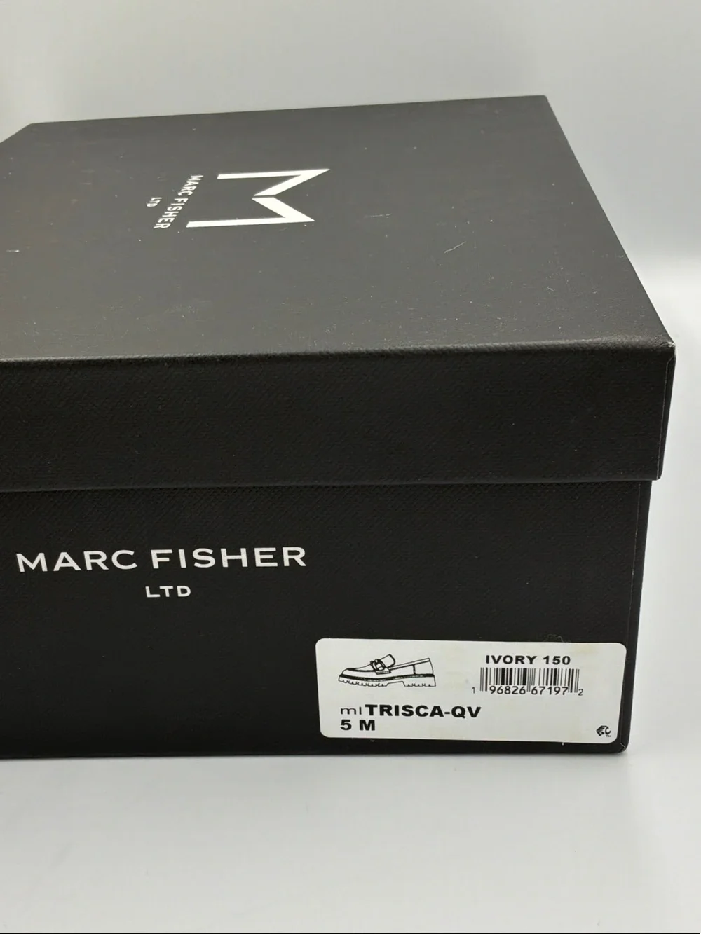 Marc Fisher Cream Leather Lug-Soled Loafers with Silver Chain